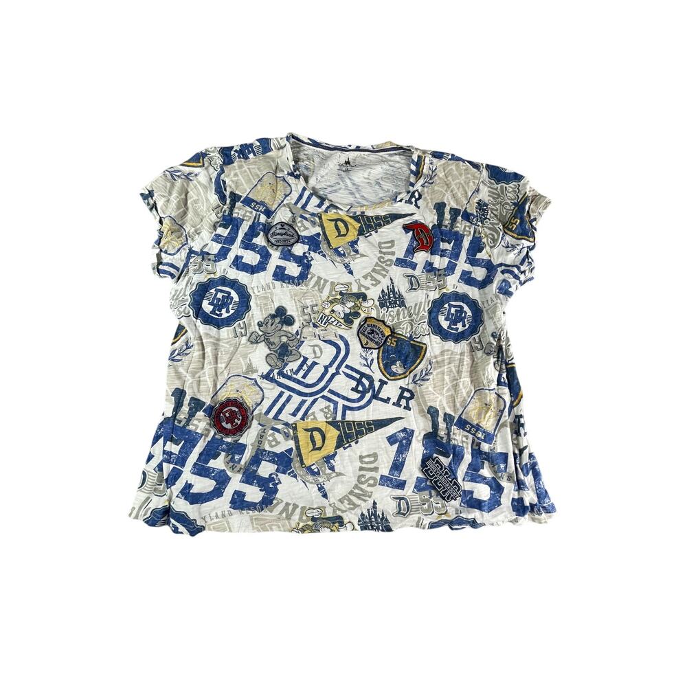 Disney Paris Mickey Mouse Shirt Womens 2X Blue Tee Shirt Cotton Disneyland